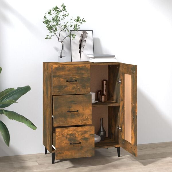 vidaXL Buffet Ch&ecirc;ne fum&eacute; 69,5x34x90 cm Bois d'ing&eacute;nierie