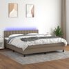 vidaXL Sommier &agrave; lattes de lit avec matelas LED Taupe 180x200 cm Tissu