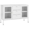 vidaXL Buffet Blanc 105x35x70 cm Acier et verre tremp&eacute;