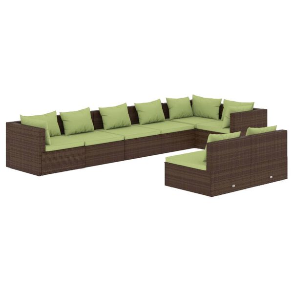 vidaXL Salon de jardin avec coussins 8 pcs marron r&eacute;sine tress&eacute;e