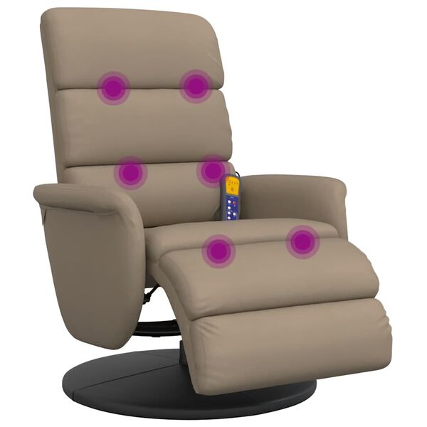 vidaXL Fauteuil inclinable de massage repose-pieds cappuccino