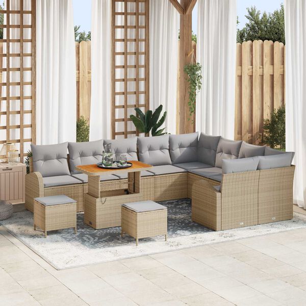 vidaXL Ensemble de canap&eacute; de jardin 12 pcs Beige et Gris clair