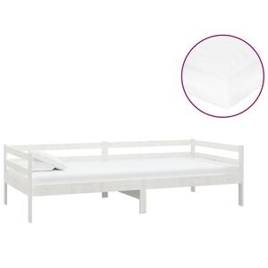vidaXL Lit de repos avec matelas 90x200 cm Blanc Bois de pin massif