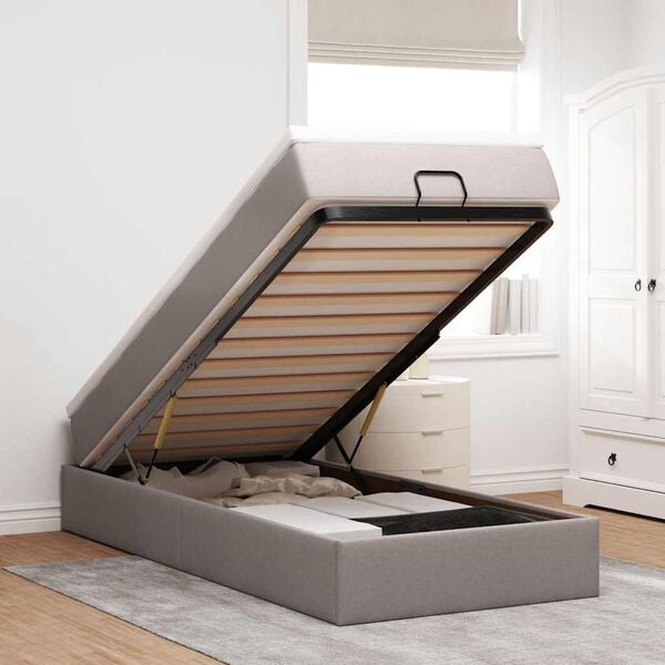 vidaXL Cadre de lit ottoman avec matelas taupe 80x200 cm tissu