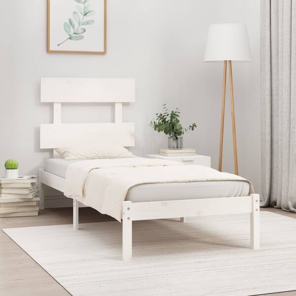 vidaXL Cadre de lit sans matelas blanc 90x200 cm bois massif