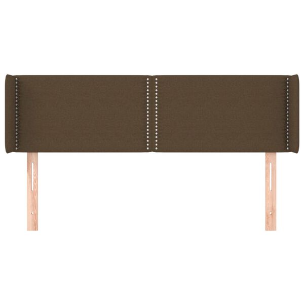 vidaXL T&ecirc;te de lit avec oreilles Marron Fonc&eacute; 147x16x78/88 cm Tissu