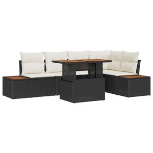 vidaXL Ensemble de canap&eacute; de jardin 6 pc Noir polyrotin