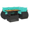 vidaXL Salon de jardin 5 pcs avec coussins noir r&eacute;sine tress&eacute;e