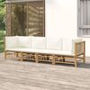 vidaXL Salon de jardin 4 pcs avec coussins blanc crème bambou
