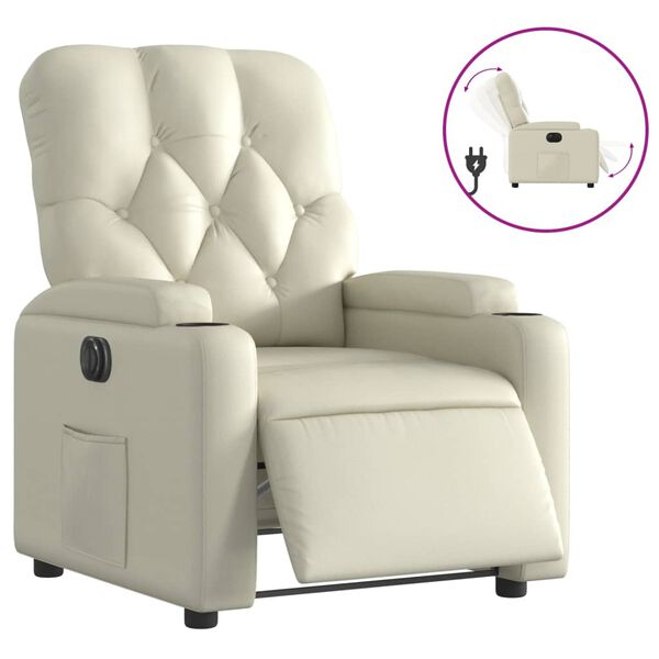 vidaXL Fauteuil inclinable électrique Crème Similicuir