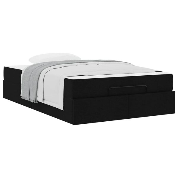 vidaXL Cadre de lit avec matelas avec matelas 2 pcs Noir tissu