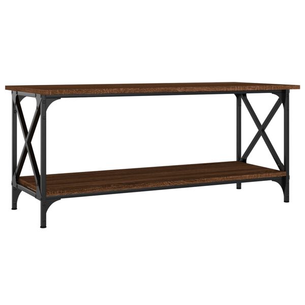 vidaXL Table basse Ch&ecirc;ne marron 100x45x45 cm Bois d'ing&eacute;nierie et fer