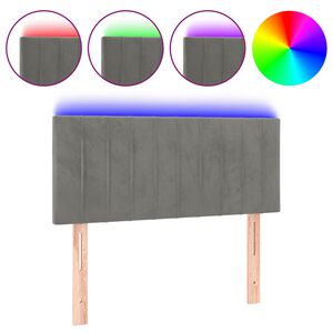 vidaXL T&ecirc;te de lit &agrave; LED Gris clair 80x5x78/88 cm Velours