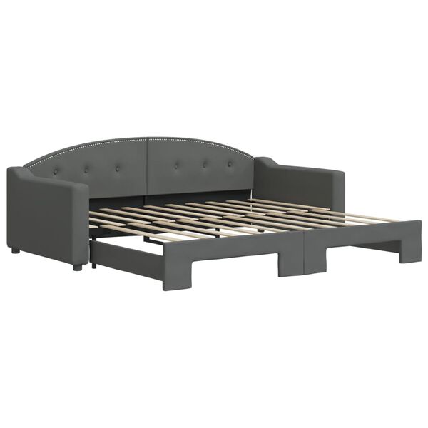 vidaXL Lit de jour avec gigogne sans matelas gris foncé 90x190 cm