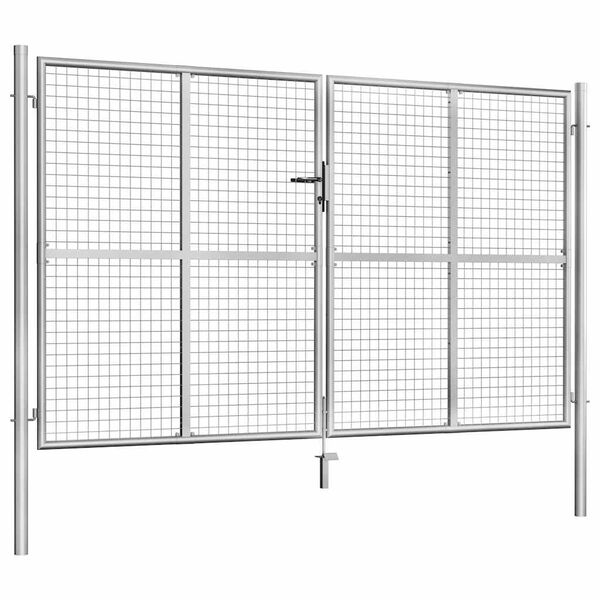 vidaXL Porte de jardin Acier galvanis&eacute; 306x200 cm Argent&eacute;