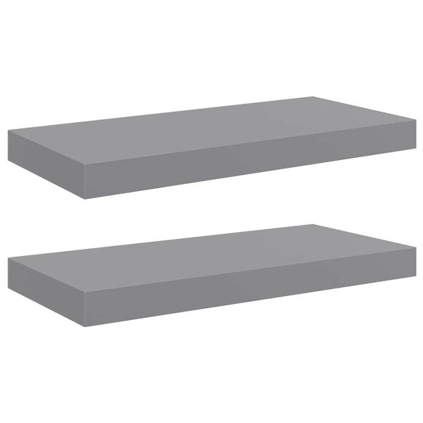 vidaXL &Eacute;tag&egrave;res murales flottantes 2 pcs gris 50x23x3,8 cm MDF
