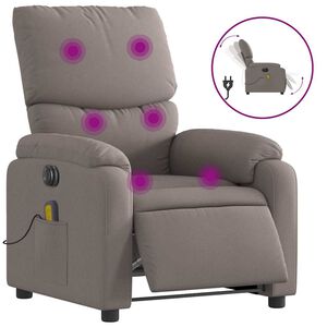 vidaXL Fauteuil de massage inclinable &eacute;lectrique Taupe Tissu