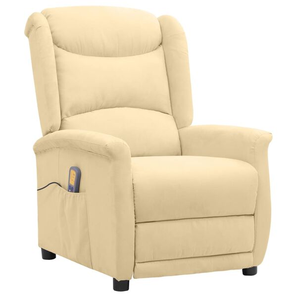 vidaXL Fauteuil de massage Crème Tissu microfibre