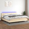 vidaXL Sommier &agrave; lattes de lit et matelas et LED Cr&egrave;me 200x200cm Tissu