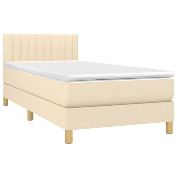vidaXL Sommier &agrave; lattes de lit avec matelas Cr&egrave;me 100x200 cm Tissu