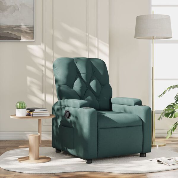 vidaXL Fauteuil inclinable Vert fonc&eacute; Tissu