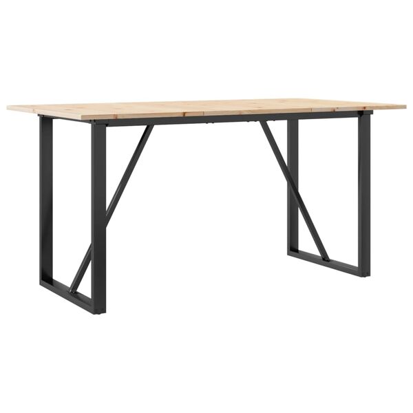 vidaXL Table à manger cadre en O 160x80x75 cm bois de pin massif acier