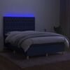 vidaXL Sommier &agrave; lattes de lit et matelas et LED Bleu 140x190 cm Tissu