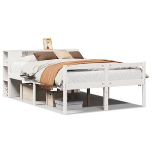 vidaXL Lit biblioth&egrave;que sans matelas blanc 150x200 cm bois pin massif