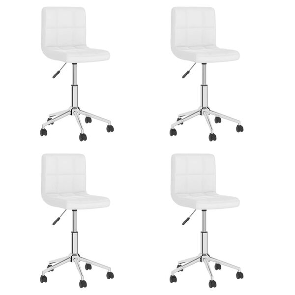 vidaXL Chaises pivotantes &agrave; manger lot de 4 blanc similicuir