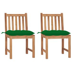 vidaXL Chaises de jardin lot de 2 avec coussins Bois de teck massif