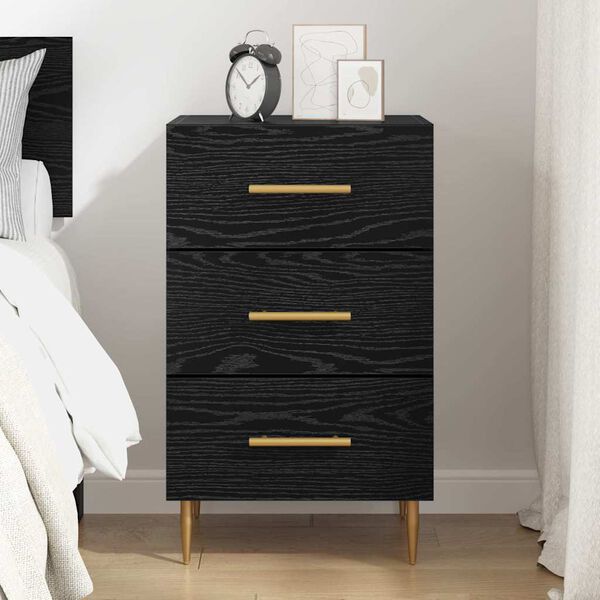 vidaXL Cabinet de chevet Ch&ecirc;ne noir 40 x 40 x 66 cm Bois d'ing&eacute;nierie