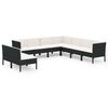 vidaXL Salon de jardin 9 pcs avec coussins R&eacute;sine tress&eacute;e Noir