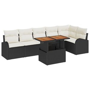 vidaXL Ensemble de canap&eacute; de jardin 7 pc Noir et Cr&egrave;me