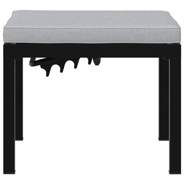 vidaXL Tabouret de jardin avec coussin noir acier enduit de poudre