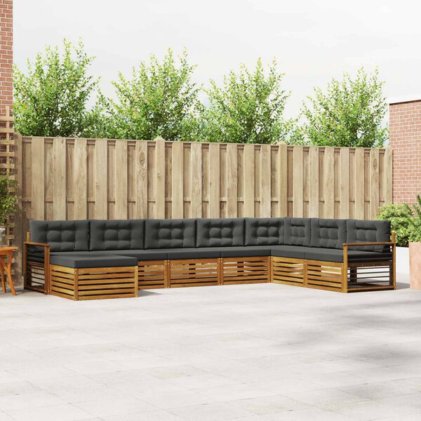 vidaXL Ensembles de canap&eacute;s avec coussin 8 pcs Naturel et Anthracite