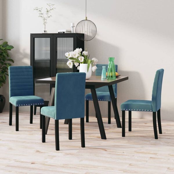 vidaXL Chaises &agrave; manger lot de 4 bleu velours