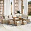 vidaXL Ensemble de canap&eacute; de jardin 10 pcs Beige Poly rotin