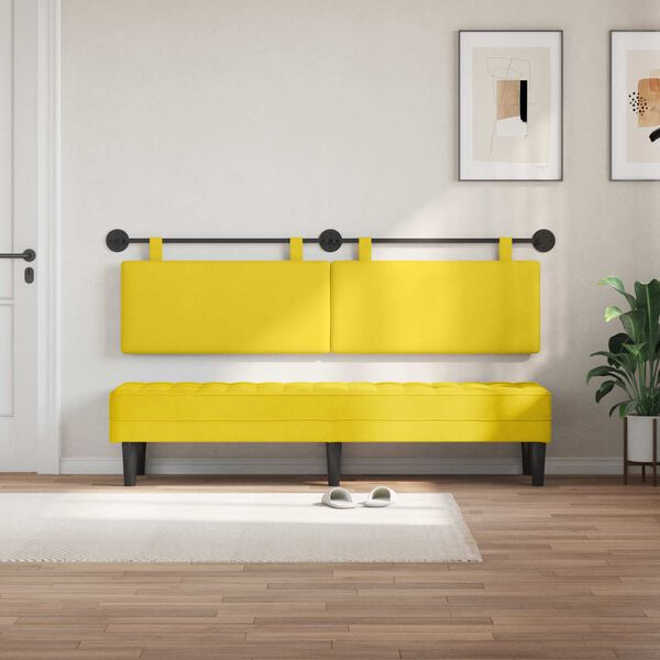 vidaXL T&ecirc;te de lit suspendue Montage mural Jaune clair 170 x 55 x 5 cm