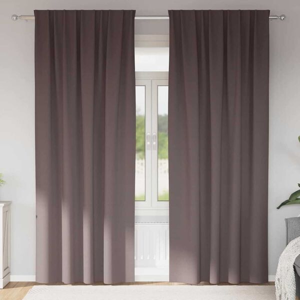 vidaXL Rideaux occultants avec anneaux 2 pcs Marron foncé 225 x 140 cm
