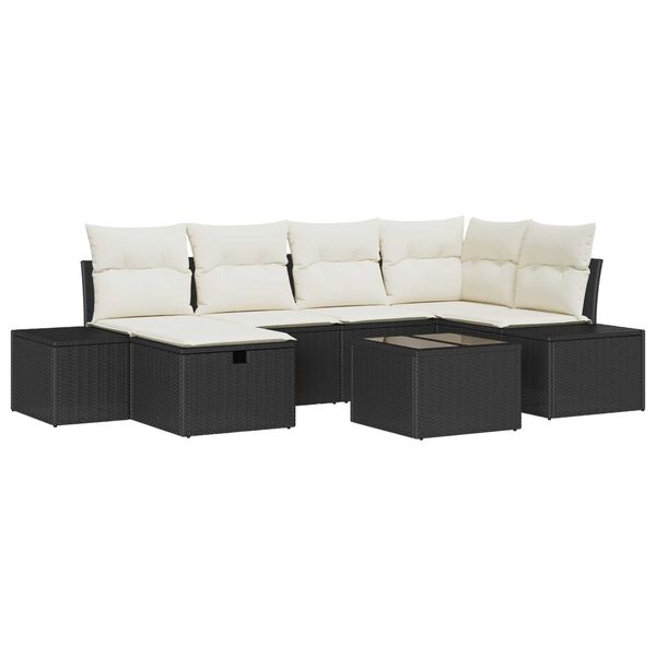 vidaXL Ensemble de canapé de jardin 7 pcs Noir 55 x 62 x 69 cm