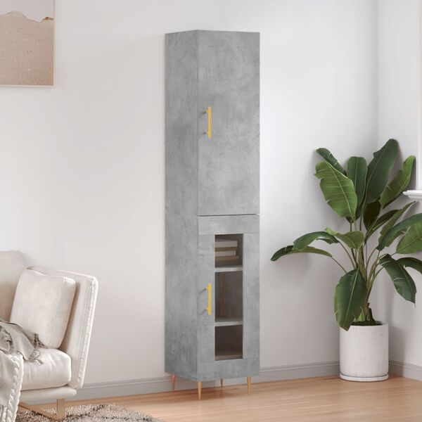 vidaXL Buffet haut Gris b&eacute;ton 34,5x34x180 cm Bois d'ing&eacute;nierie