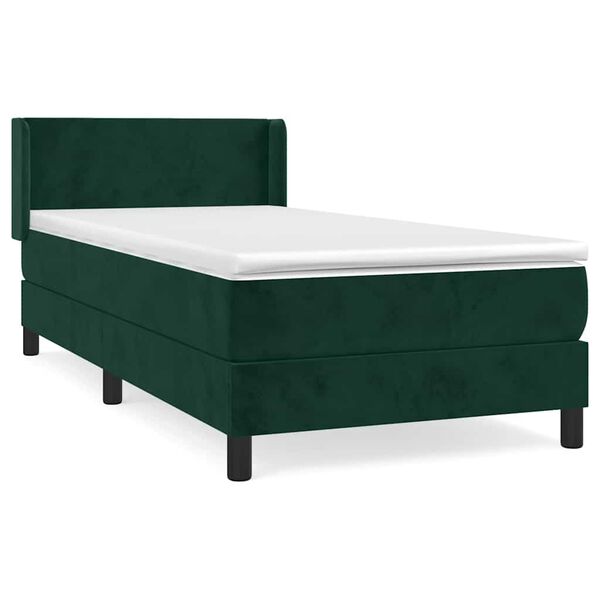vidaXL Sommier &agrave; lattes de lit avec matelas Vert fonc&eacute; 90x190 cm