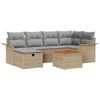 vidaXL Ensemble de canap&eacute; de jardin 7 pc Beige Poly rotin