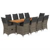 vidaXL Ensemble de bistro de jardin 11 pcs coussins gris poly rotin