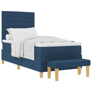 vidaXL Lit &agrave; ressorts avec t&ecirc;te de lit Bleu 200 x 90 cm tissu
