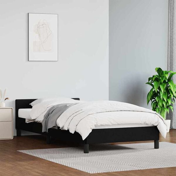 vidaXL Cadre de lit avec tête de lit sans matelas noir 80x200 cm