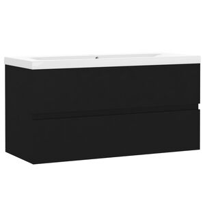 vidaXL Armoire d'&eacute;vier avec lavabo int&eacute;gr&eacute; Noir Bois d'ing&eacute;nierie