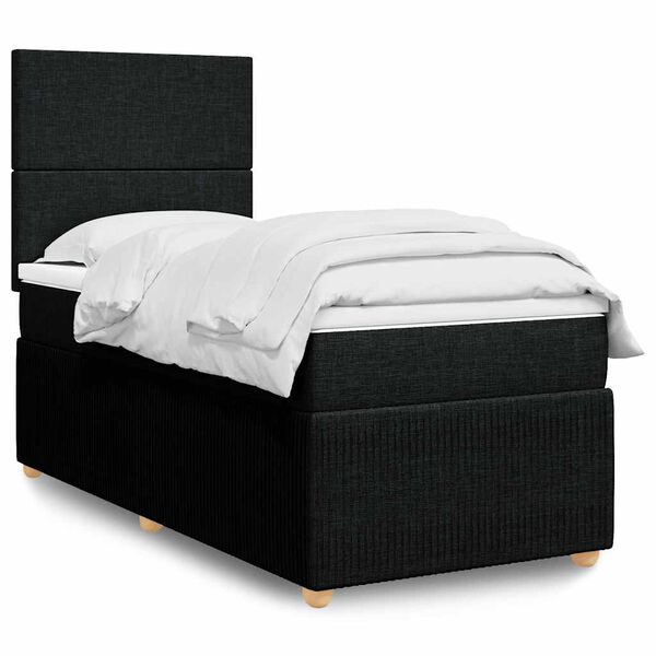 vidaXL Sommier à lattes de lit avec matelas Noir 100x200 cm Tissu