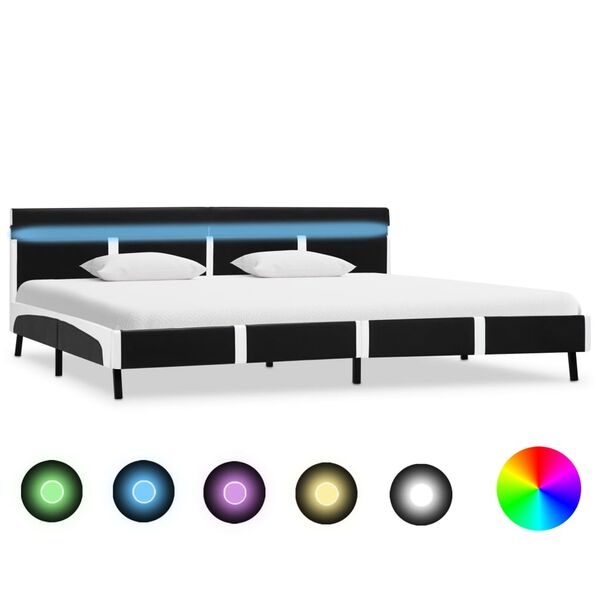 vidaXL Cadre de lit avec LED sans matelas noir 180x200 cm