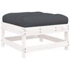 vidaXL Repose-pied de jardin avec coussin blanc bois de pin massif